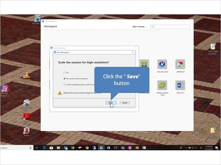 Adjusting the Resolution in Citrix Smart Start